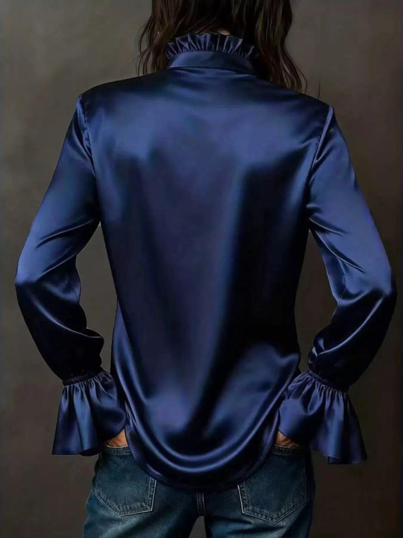 Button Up Flounce Sleeve Shirt sold by Charming Charlie product image thumbnail 3