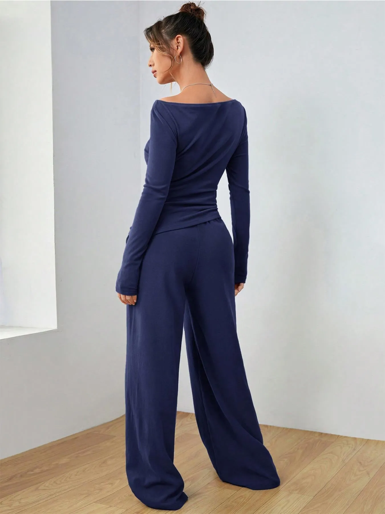 Long Sleeve Top and Wide Leg Pants Set sold by Charming Charlie product image thumbnail 3