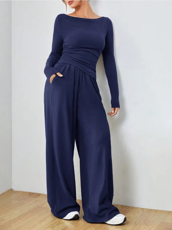 Long Sleeve Top and Wide Leg Pants Set sold by Charming Charlie