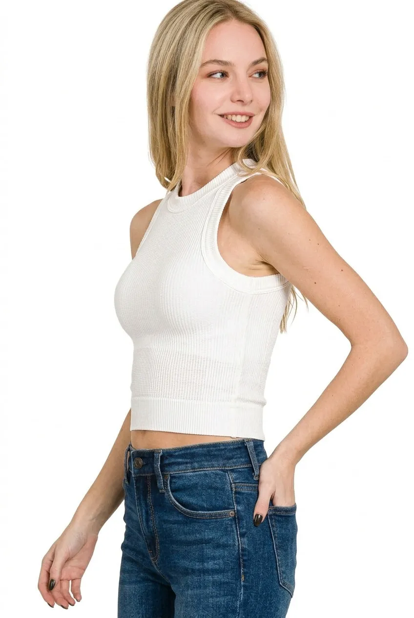 Zenana Built In Bra Seamless Crop Tank Top sold by Charming Charlie product image thumbnail 3