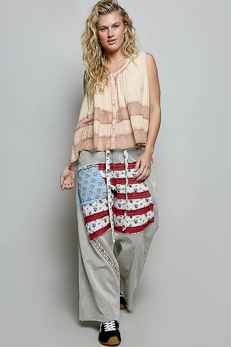 POL Button Down Round Neck Tank with Crochet Contrast sold by Charming Charlie product image thumbnail 5