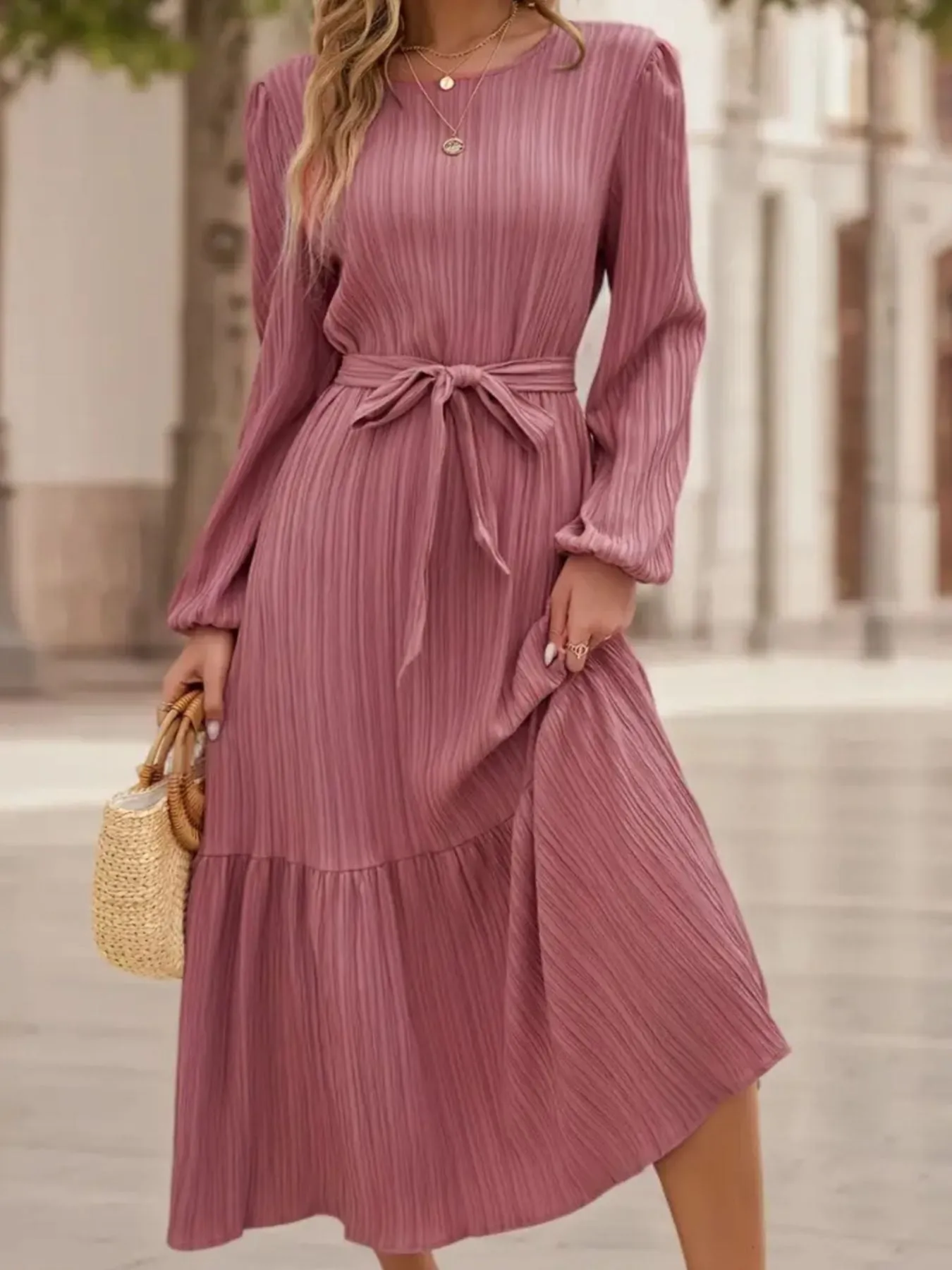 Tie Waist Tiered Midi Dress sold by Charming Charlie
