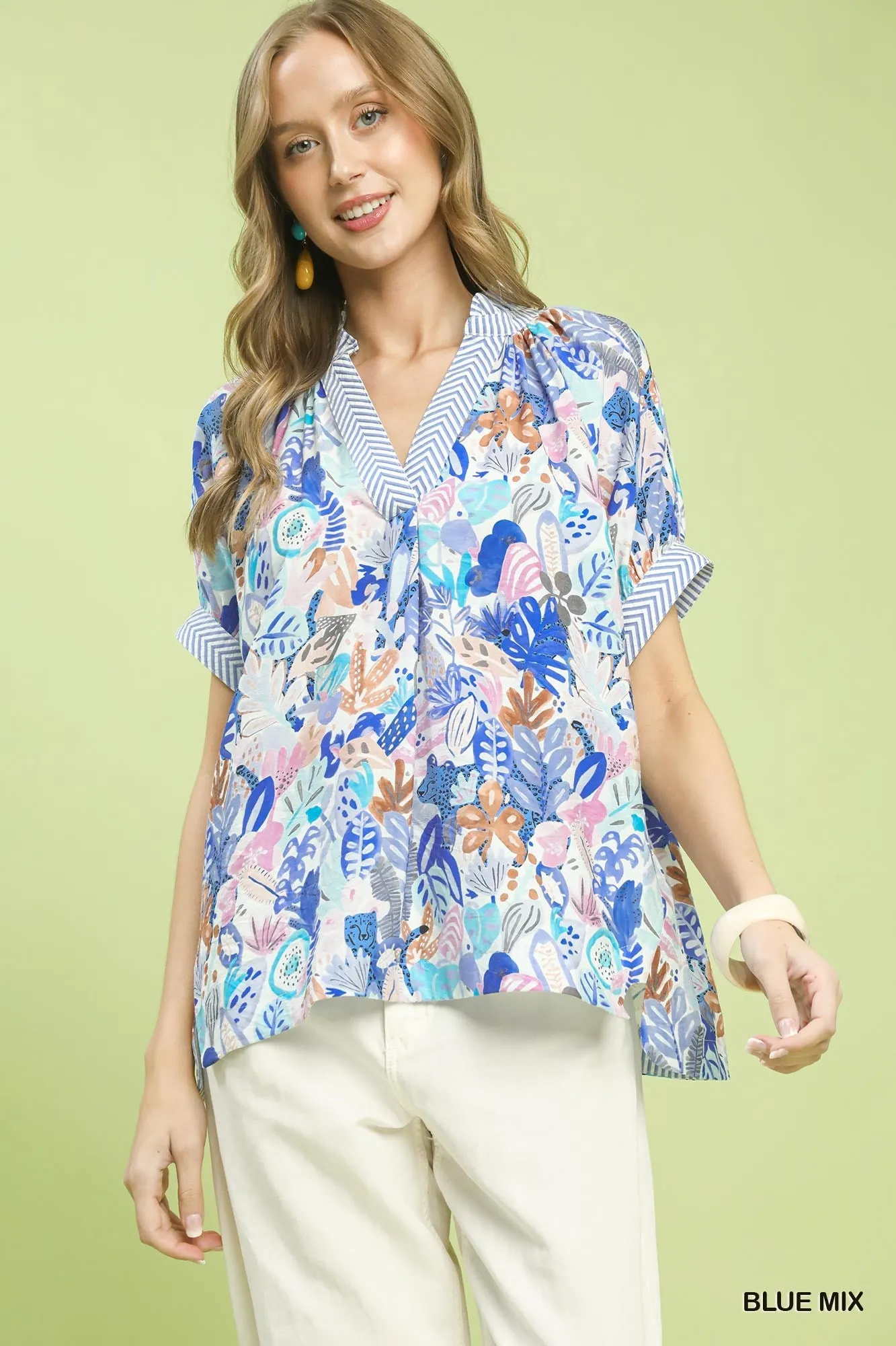 Umgee Mix Boho Printed V-Neck Top sold by Charming Charlie