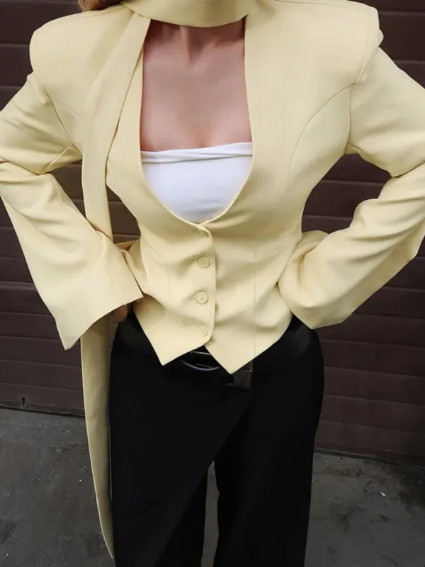 Button Up Long Sleeve Blazer sold by Charming Charlie