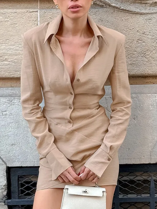 Button Front Long Sleeve Shirt Dress sold by Charming Charlie