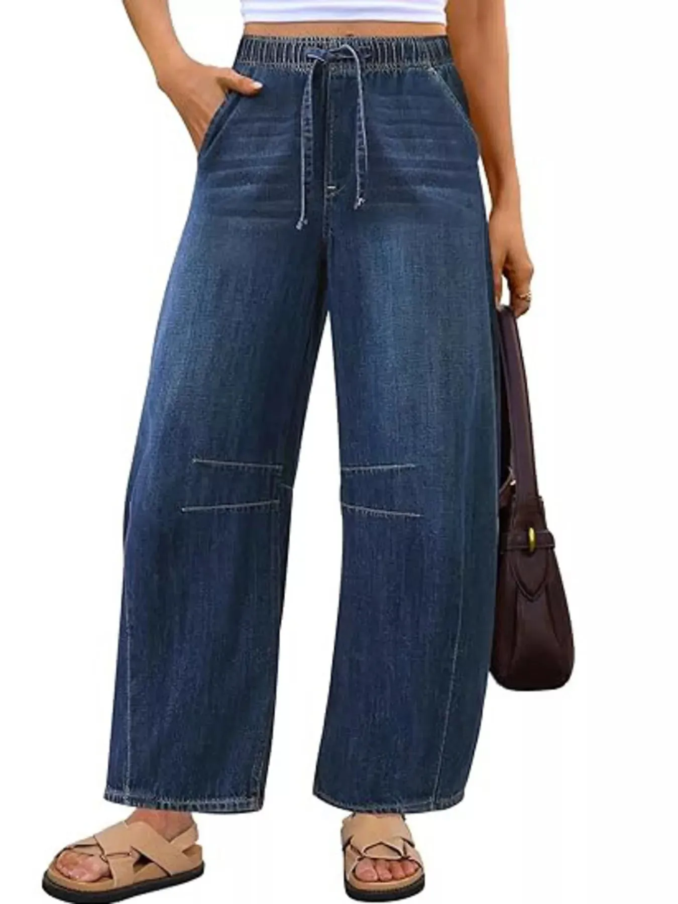 Elastic Waist Wide Leg Jeans sold by Charming Charlie product image thumbnail 3