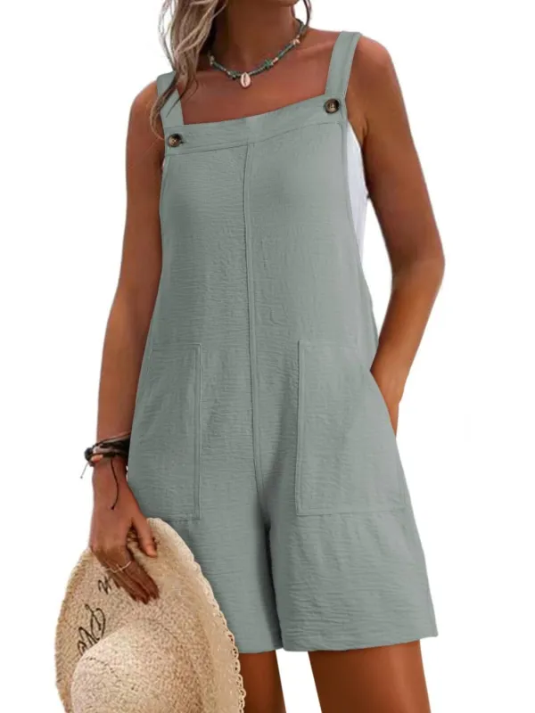 Casual Wide Strap Overalls with Pockets made by Trendsi