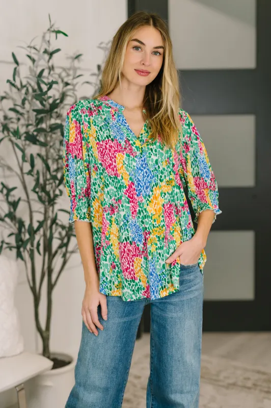 Lizzy Smock Top in Light Multi Painted made by Charming Charlie