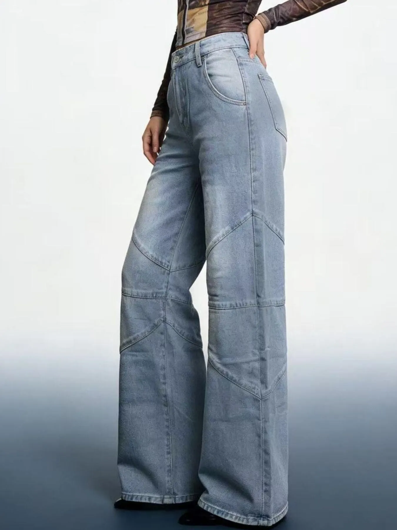 Vintage Wash Wide Leg Jeans sold by Charming Charlie product image thumbnail 4