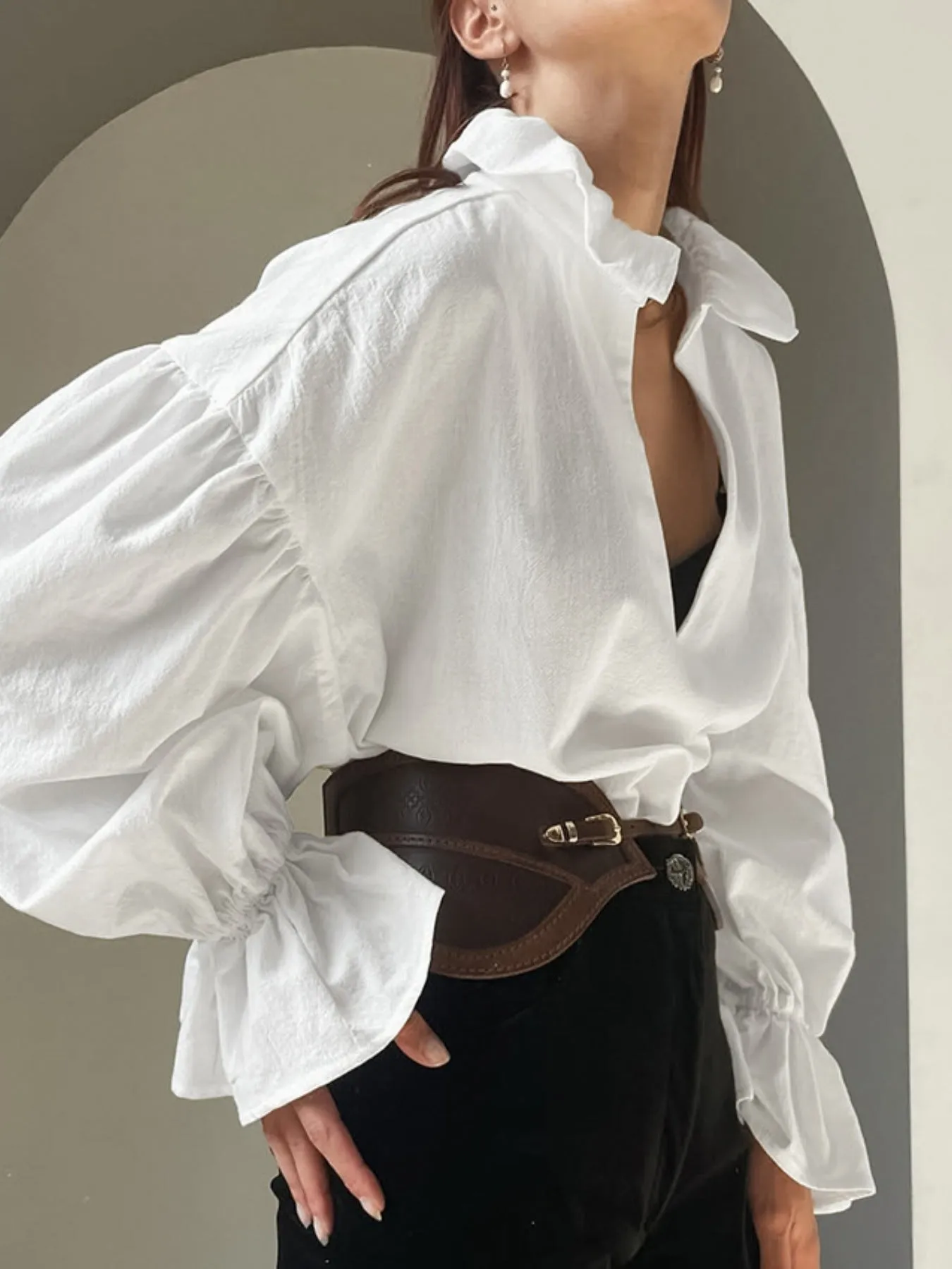 Notched Flounce Sleeve Blouse sold by Charming Charlie product image thumbnail 4