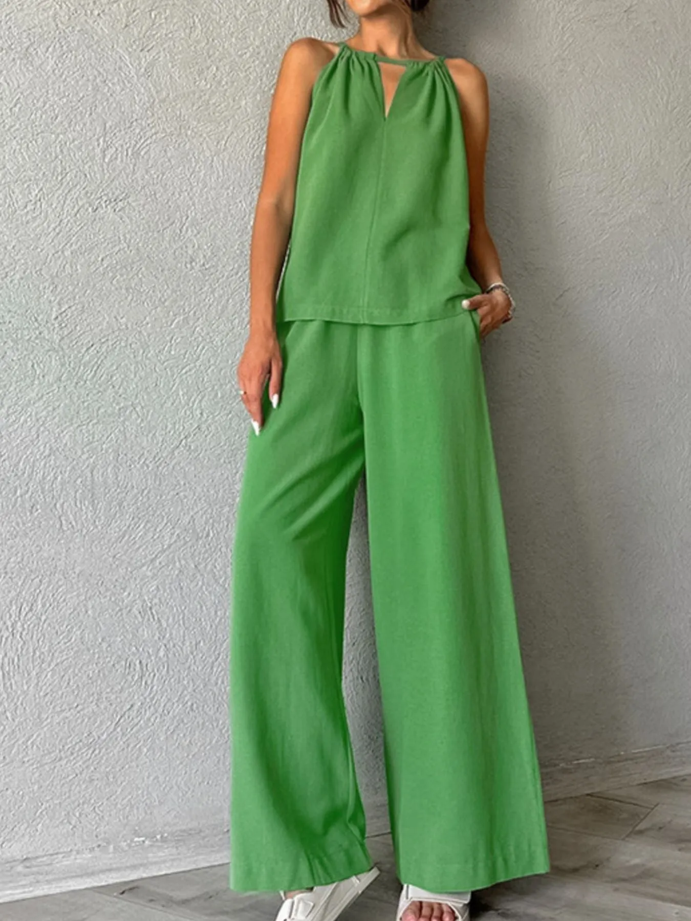 Cutout Tank and Wide Leg Pants Set sold by Charming Charlie