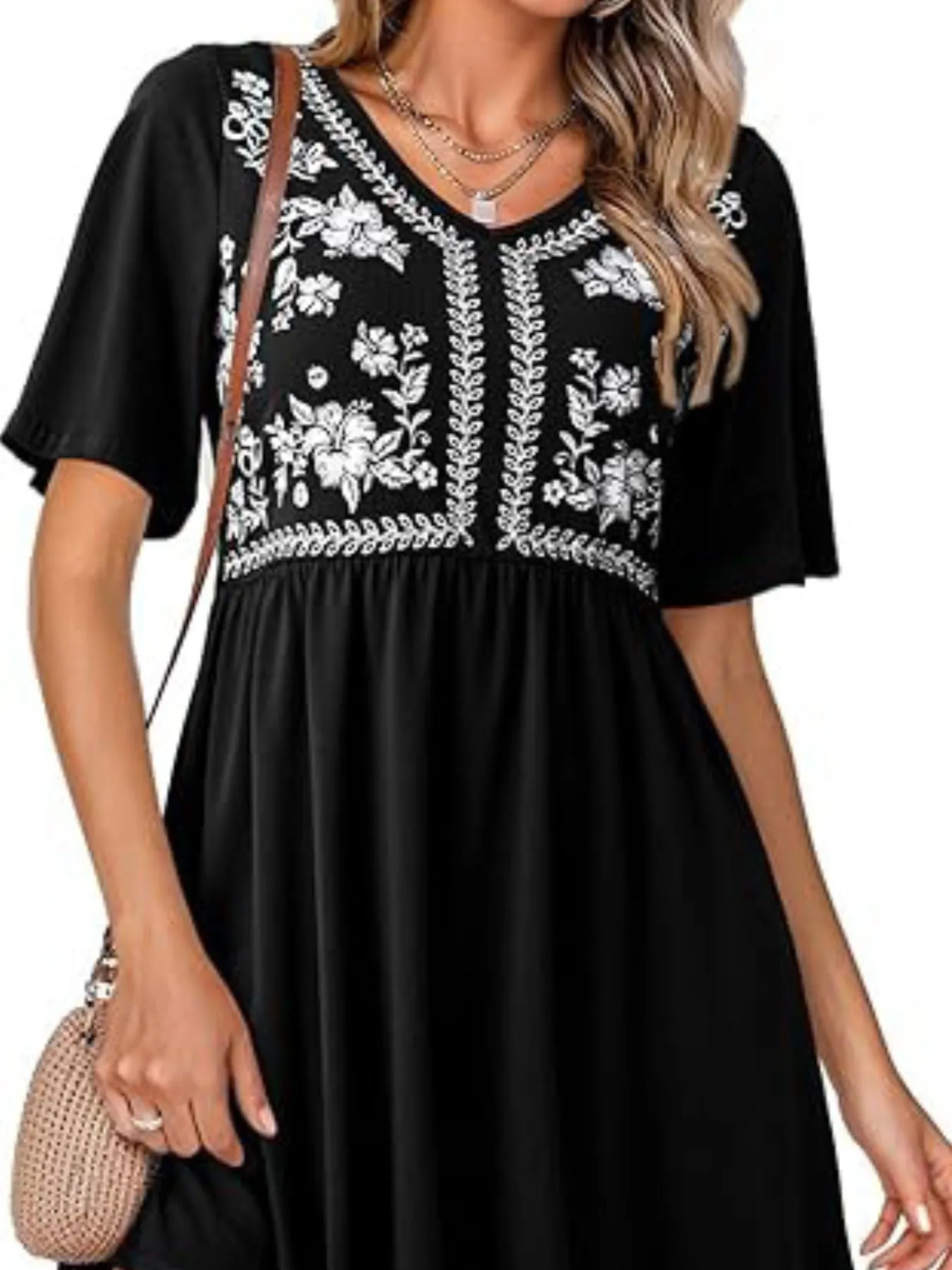 Floral Short Sleeve Flowy Mini Dress sold by Charming Charlie product image thumbnail 5