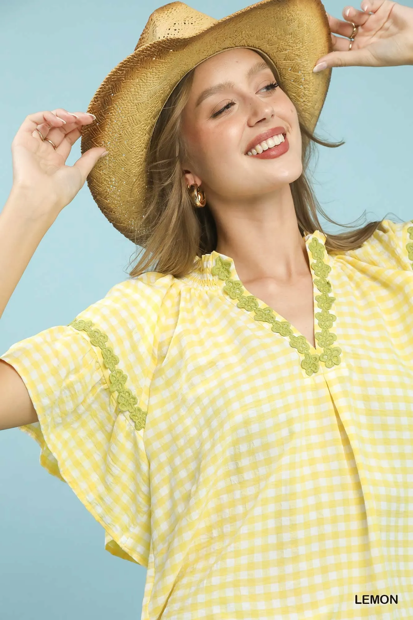 Umgee Gingham Lace Trim Top sold by Charming Charlie product image thumbnail 5