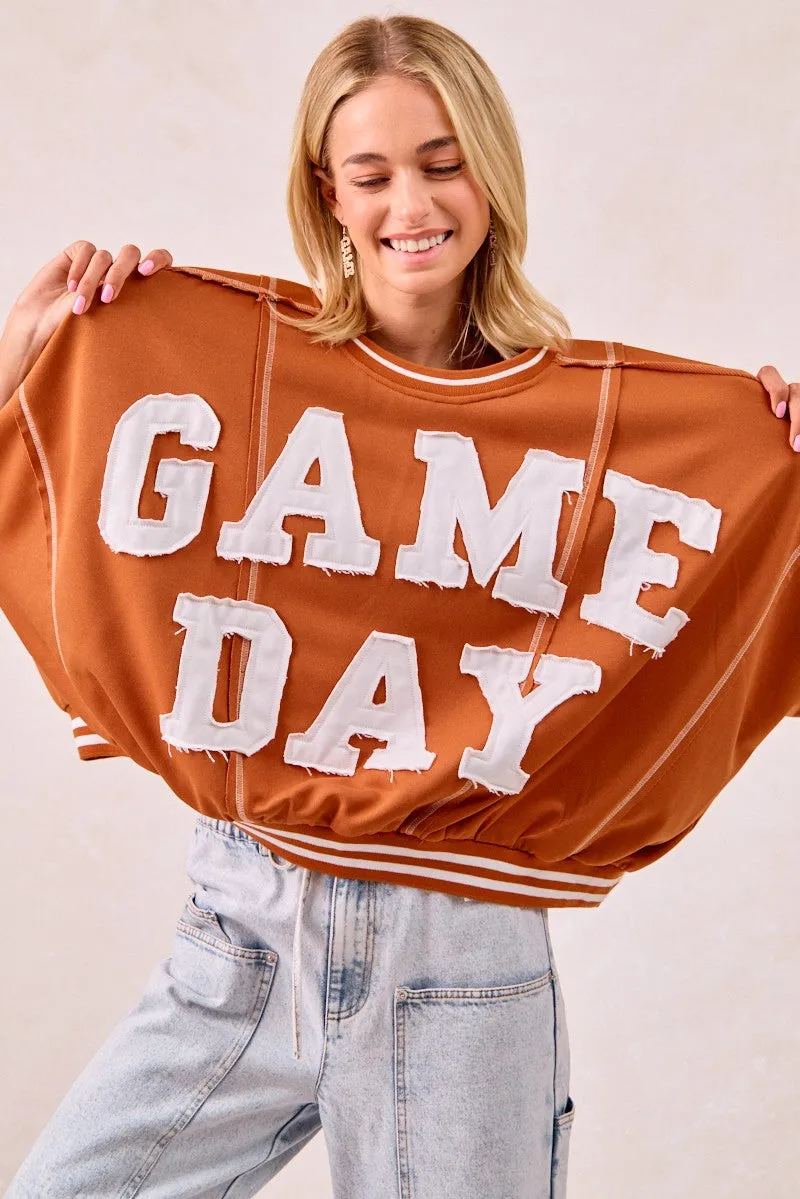 BiBi Gameday Patchwork Stitch Detail French Terry Top sold by Charming Charlie product image thumbnail 3