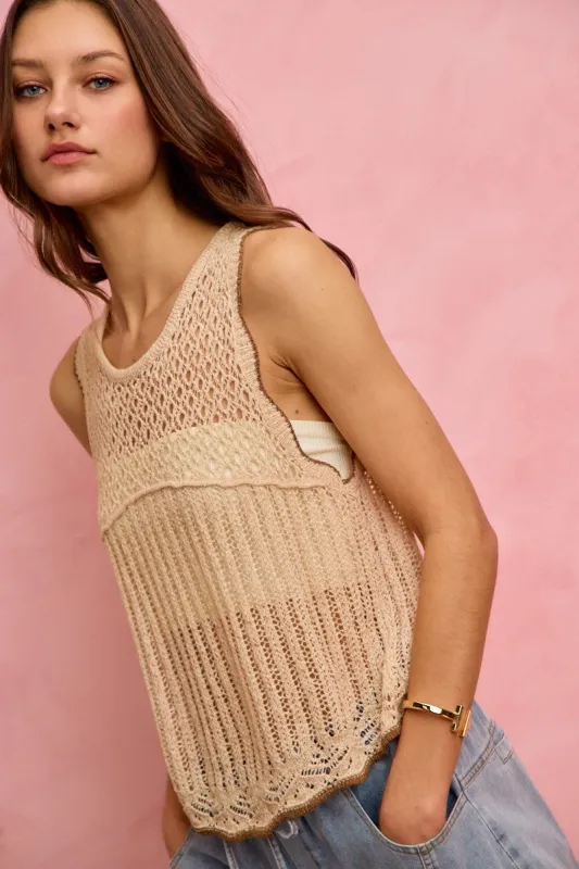 SO ME Crochet Lace Light Weight Sweater Vest made by Trendsi