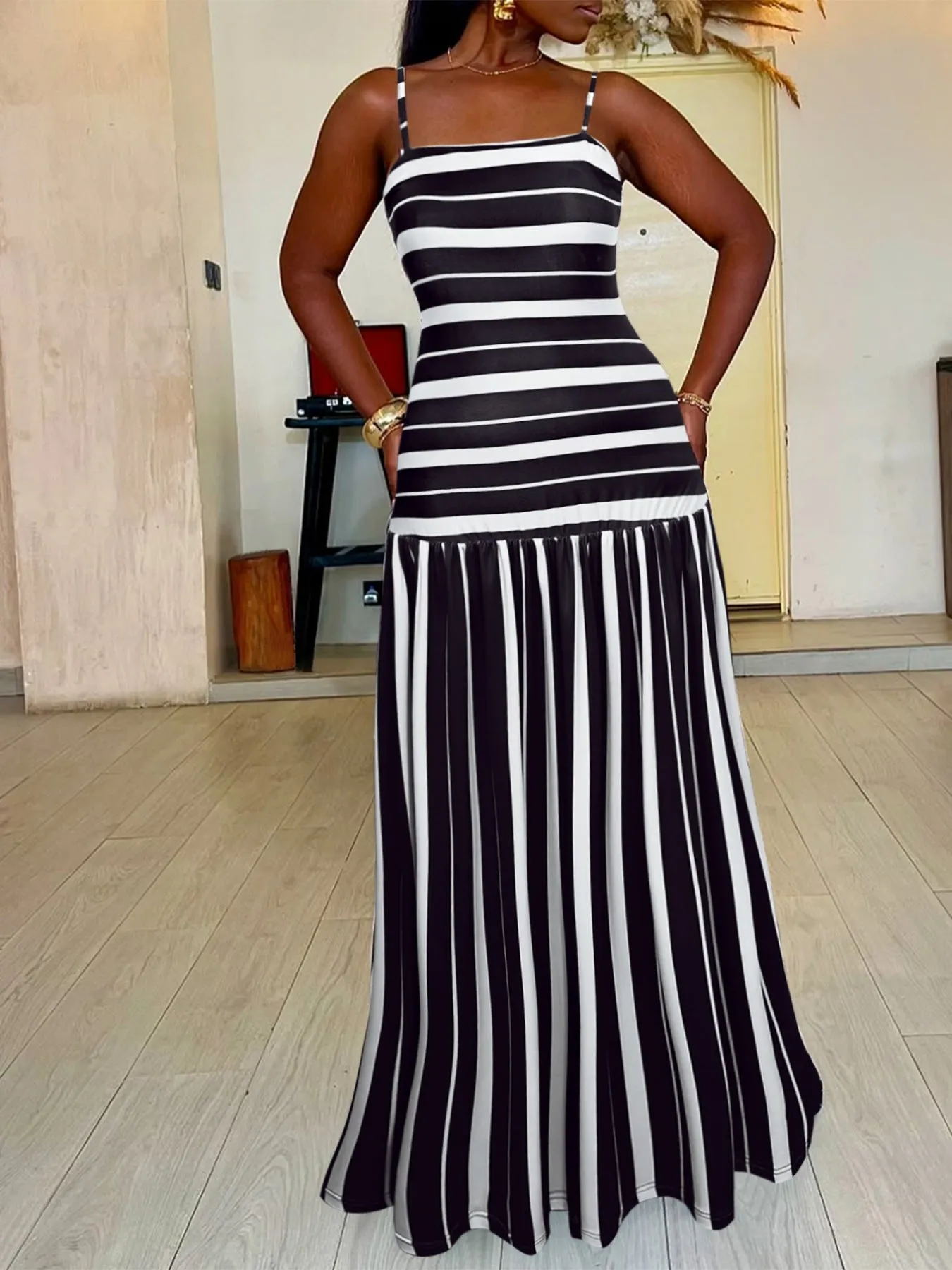 Plus Size Striped Spaghetti Strap Maxi Dress sold by Charming Charlie product image thumbnail 3