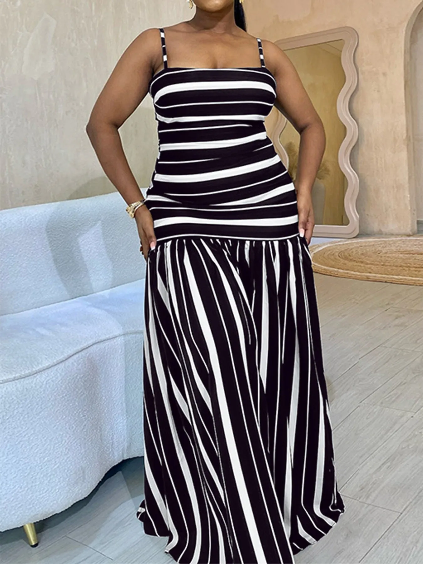 Plus Size Striped Spaghetti Strap Maxi Dress sold by Charming Charlie product image thumbnail 4
