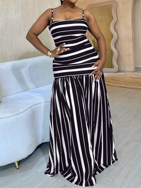 Plus Size Striped Spaghetti Strap Maxi Dress sold by Charming Charlie