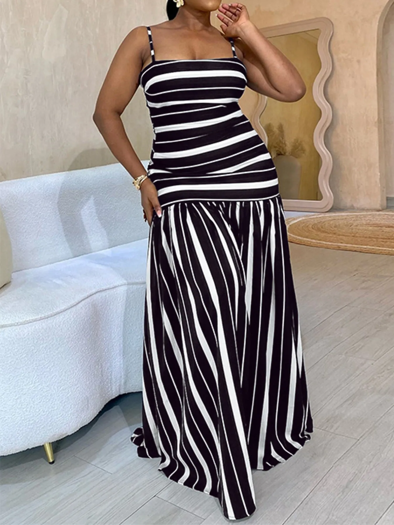 Plus Size Striped Spaghetti Strap Maxi Dress sold by Charming Charlie product image thumbnail 2