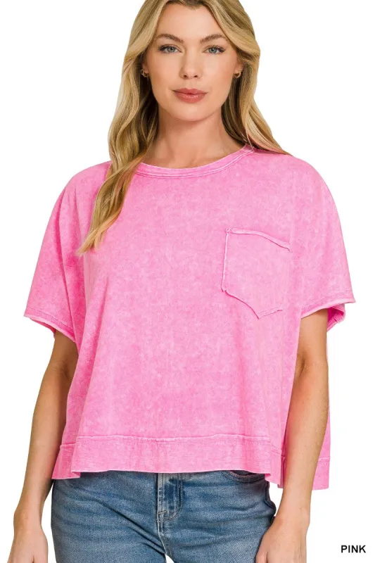 Zenana Halo Washed Oversized Top made by Trendsi