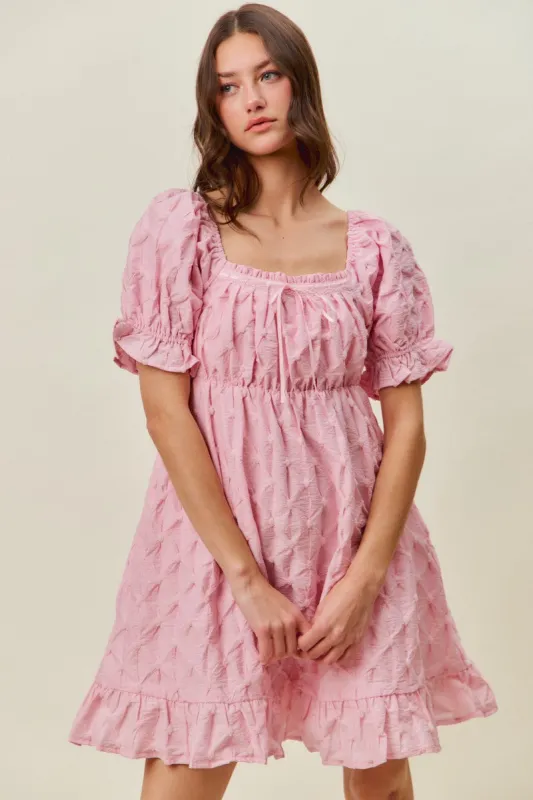 SO ME Texture Woven Ruching On Bust Mini Dress made by Trendsi