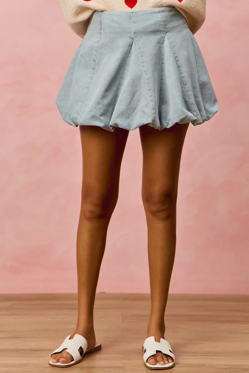 SO ME Denim Bubble Mini Skirt sold by Charming Charlie product image thumbnail 5