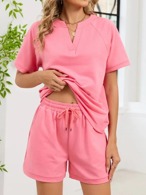 Notched Short Sleeve Top and Shorts Set sold by Charming Charlie