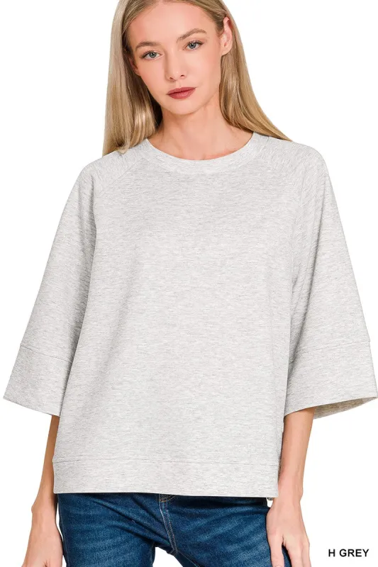 Zenana Scuba 3/4 Sleeve Pullover made by Trendsi