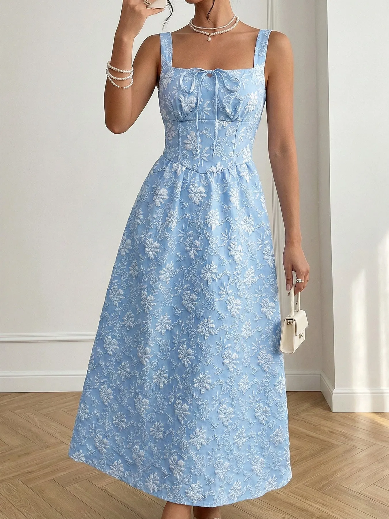 Floral Tie-Front A-Line Midi Dress sold by Charming Charlie product image thumbnail 3