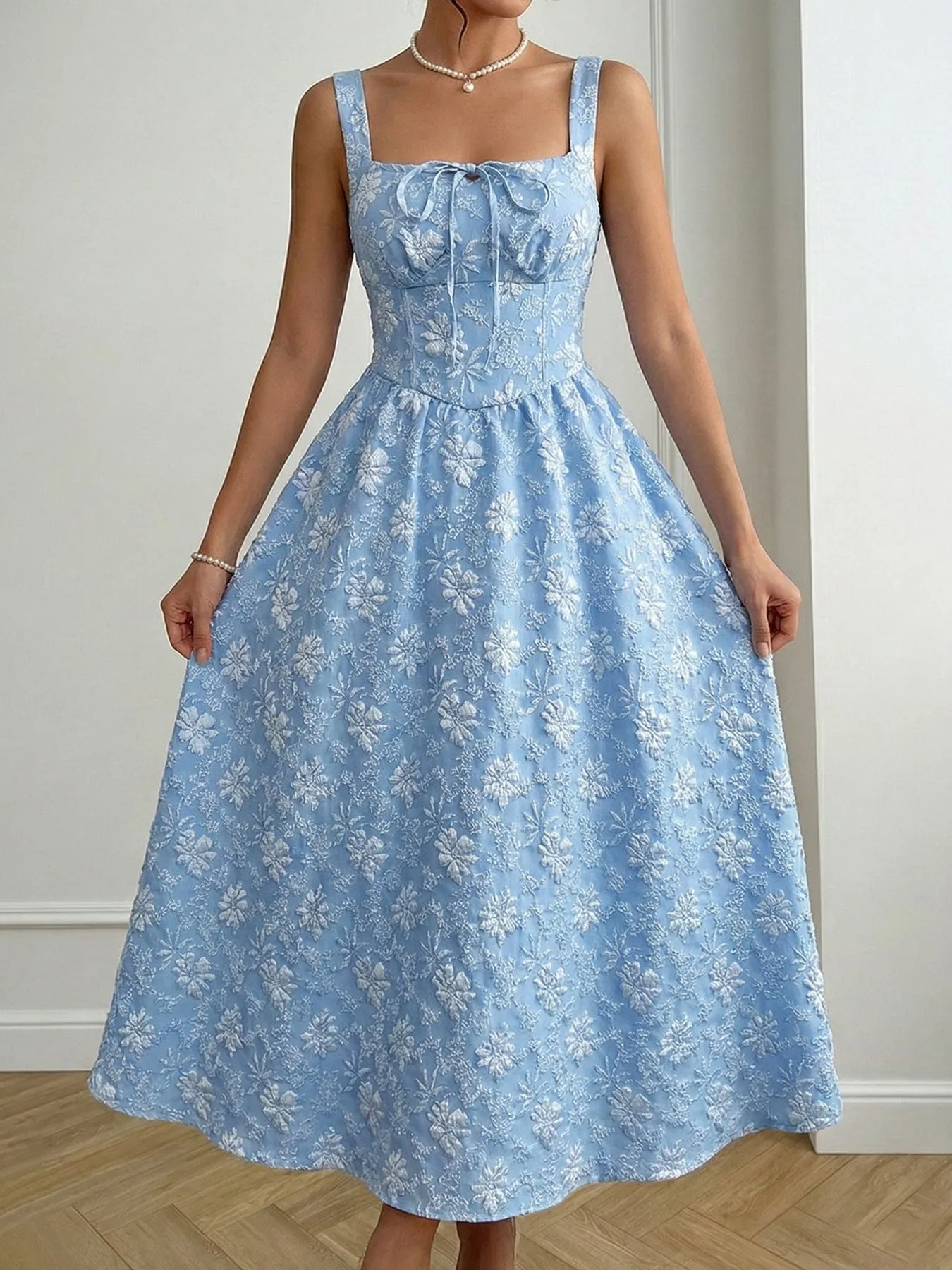 Floral Tie-Front A-Line Midi Dress sold by Charming Charlie product image thumbnail 4