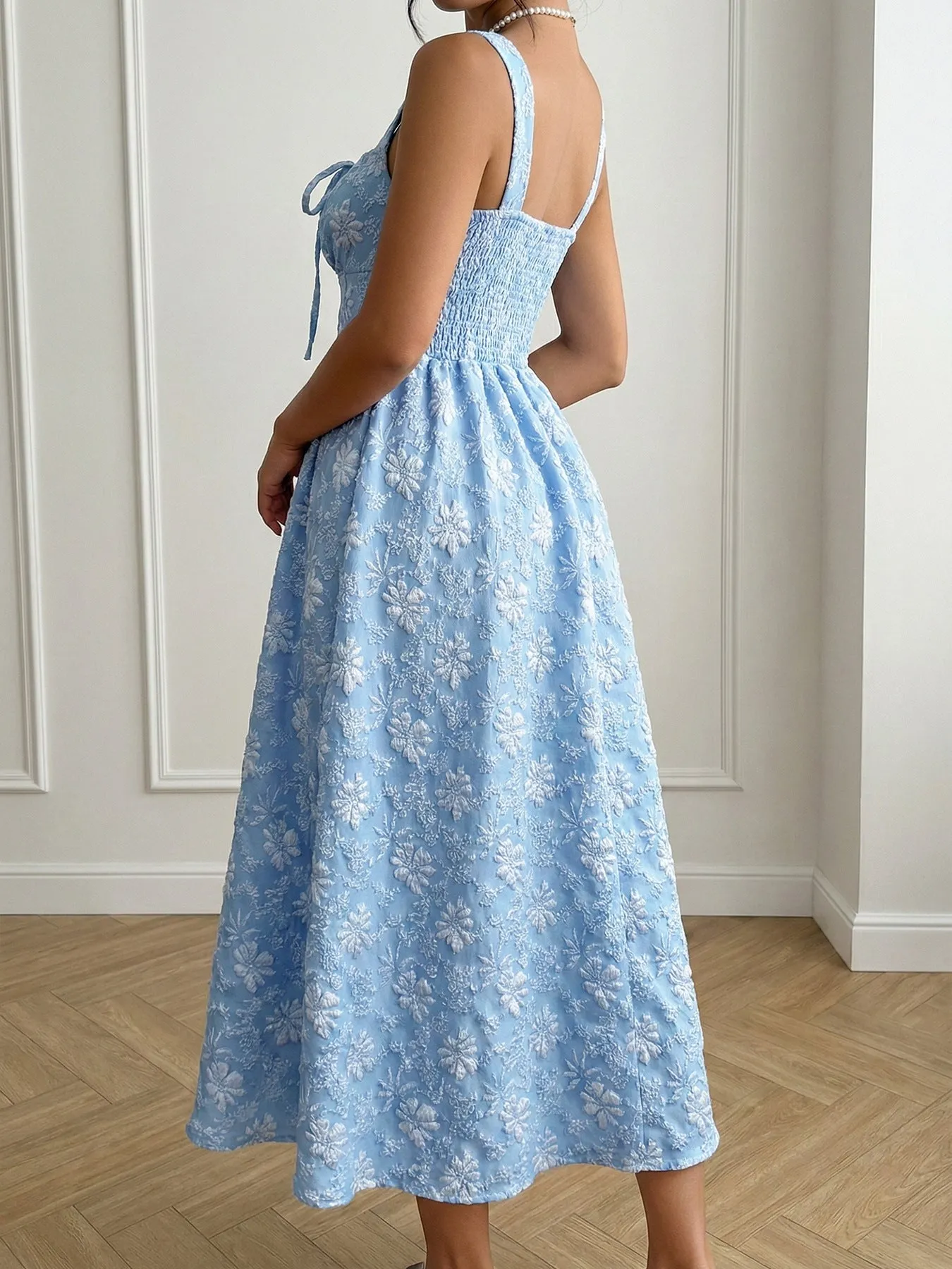 Floral Tie-Front A-Line Midi Dress sold by Charming Charlie product image thumbnail 5