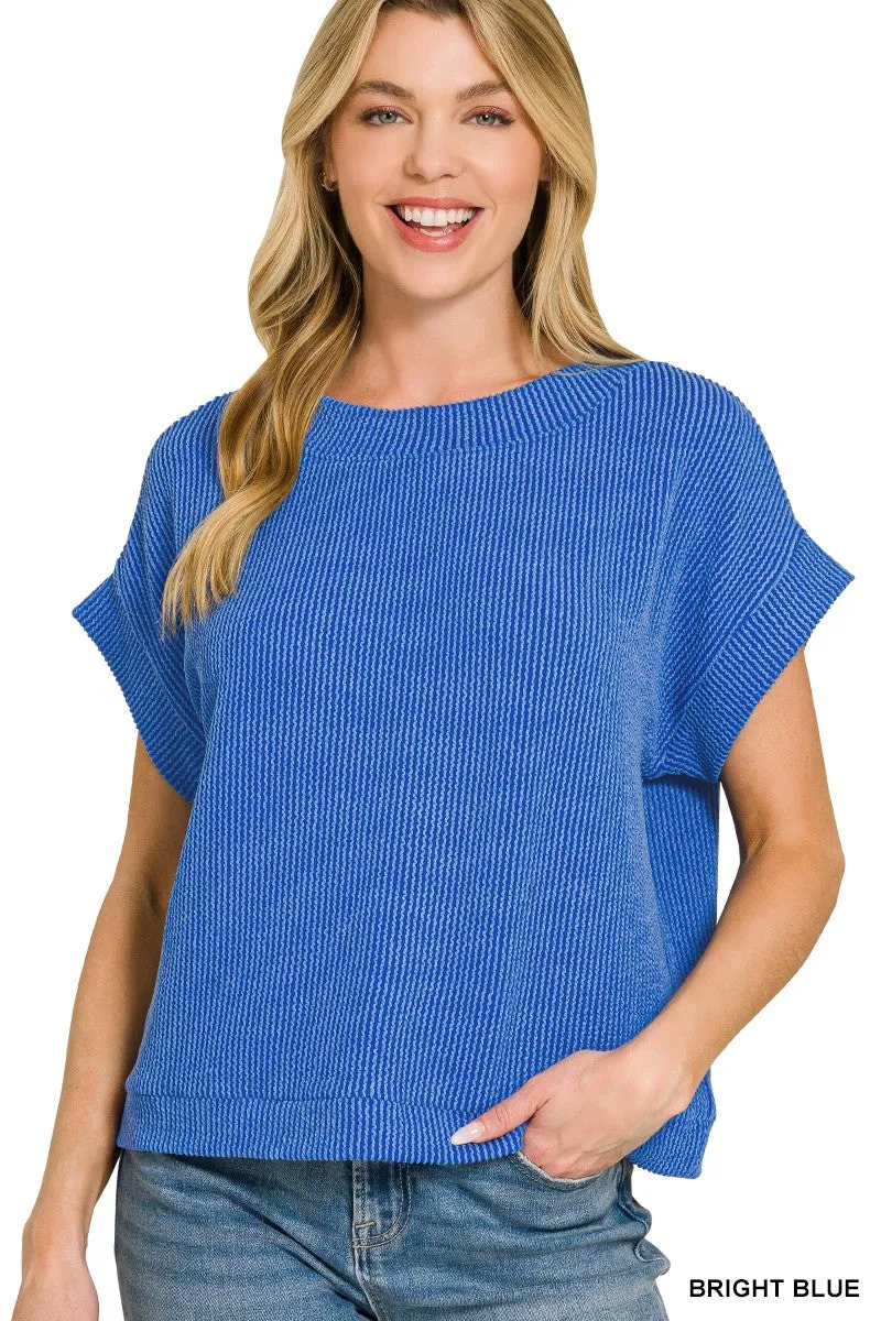 Zenana Raised Rib Cap Sleeve Top sold by Charming Charlie