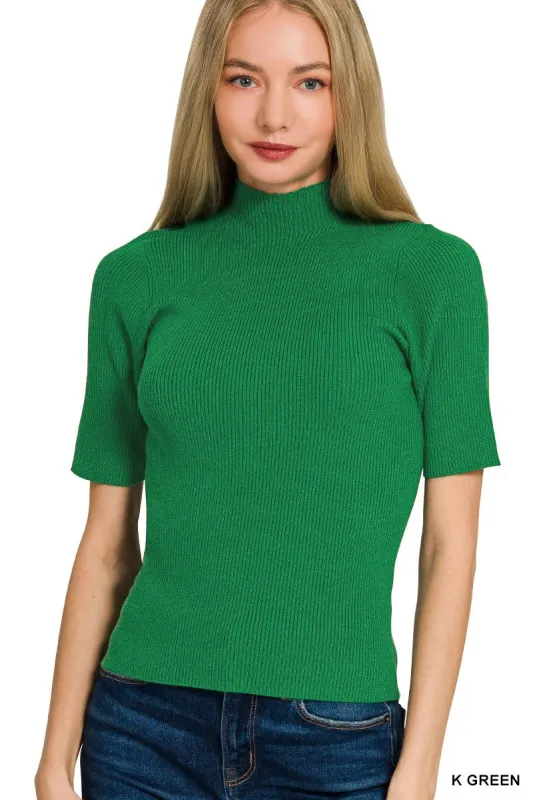 Zenana Viscose Ribbed Mock Neck Sweater made by Trendsi