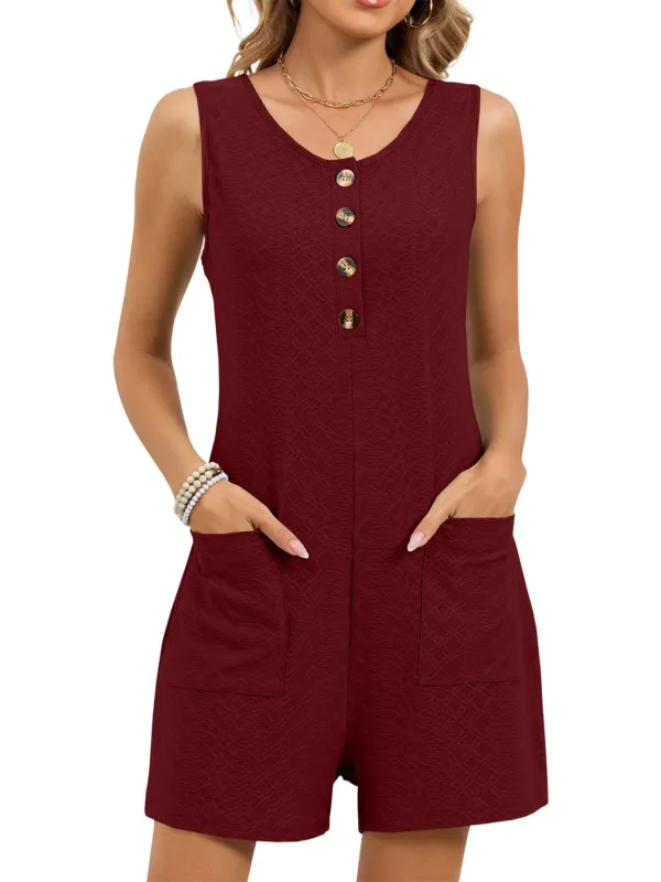 Button Front Sleeveless Romper sold by Charming Charlie
