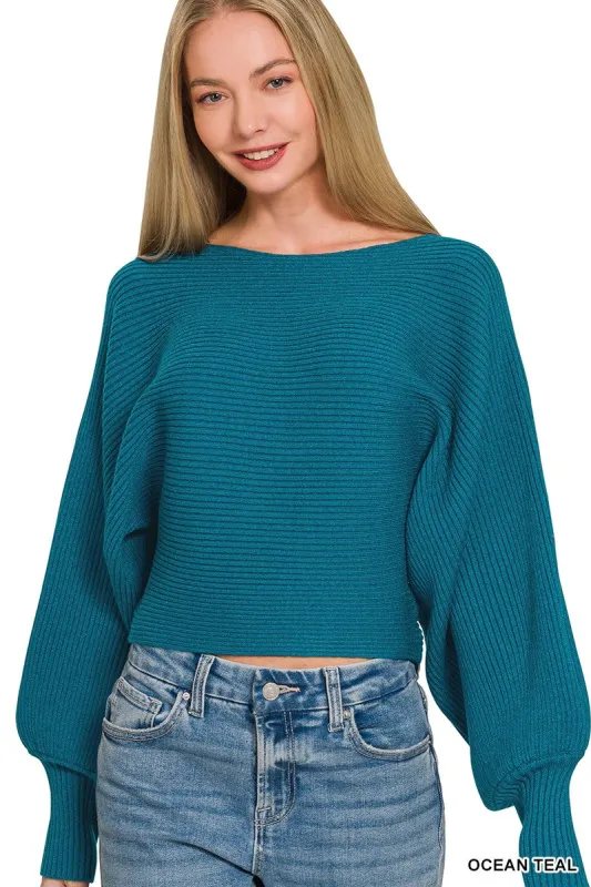 Zenana Boat Neck Balloon Sleeve Sweater made by Trendsi
