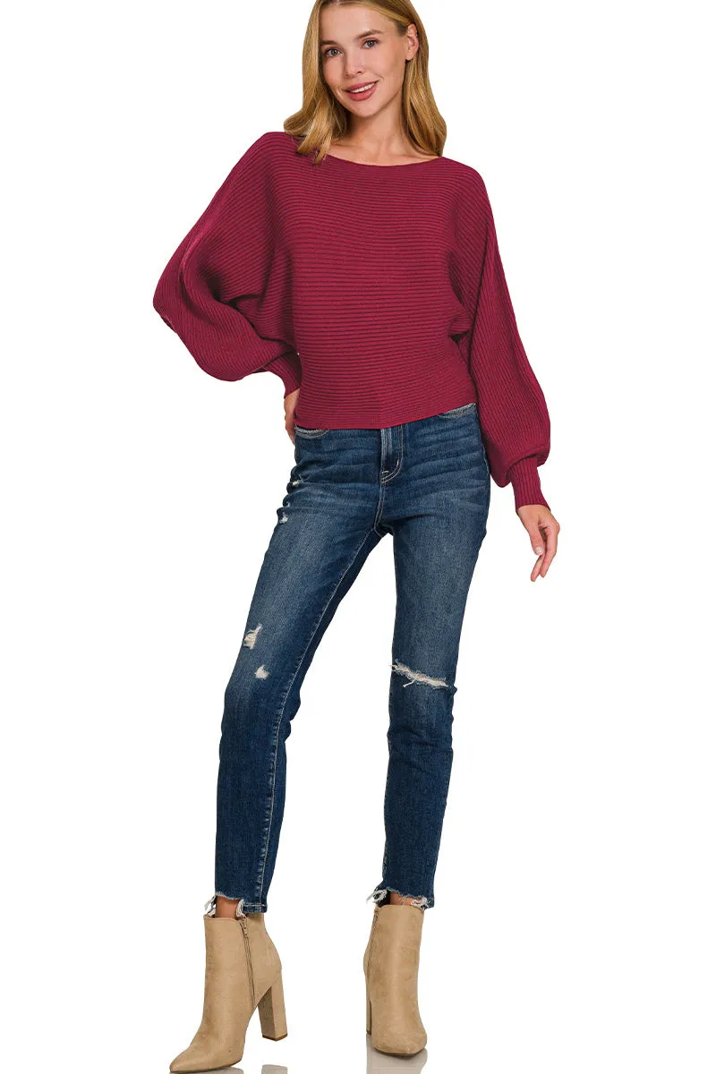 Zenana Boat Neck Balloon Sleeve Sweater sold by Charming Charlie product image thumbnail 4