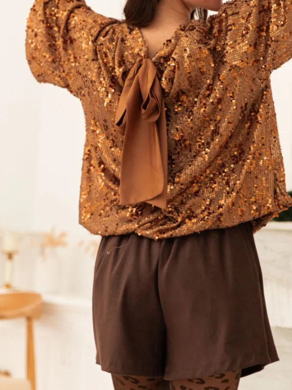Sequin Embellished Tie-Back Blouse made by Charming Charlie
