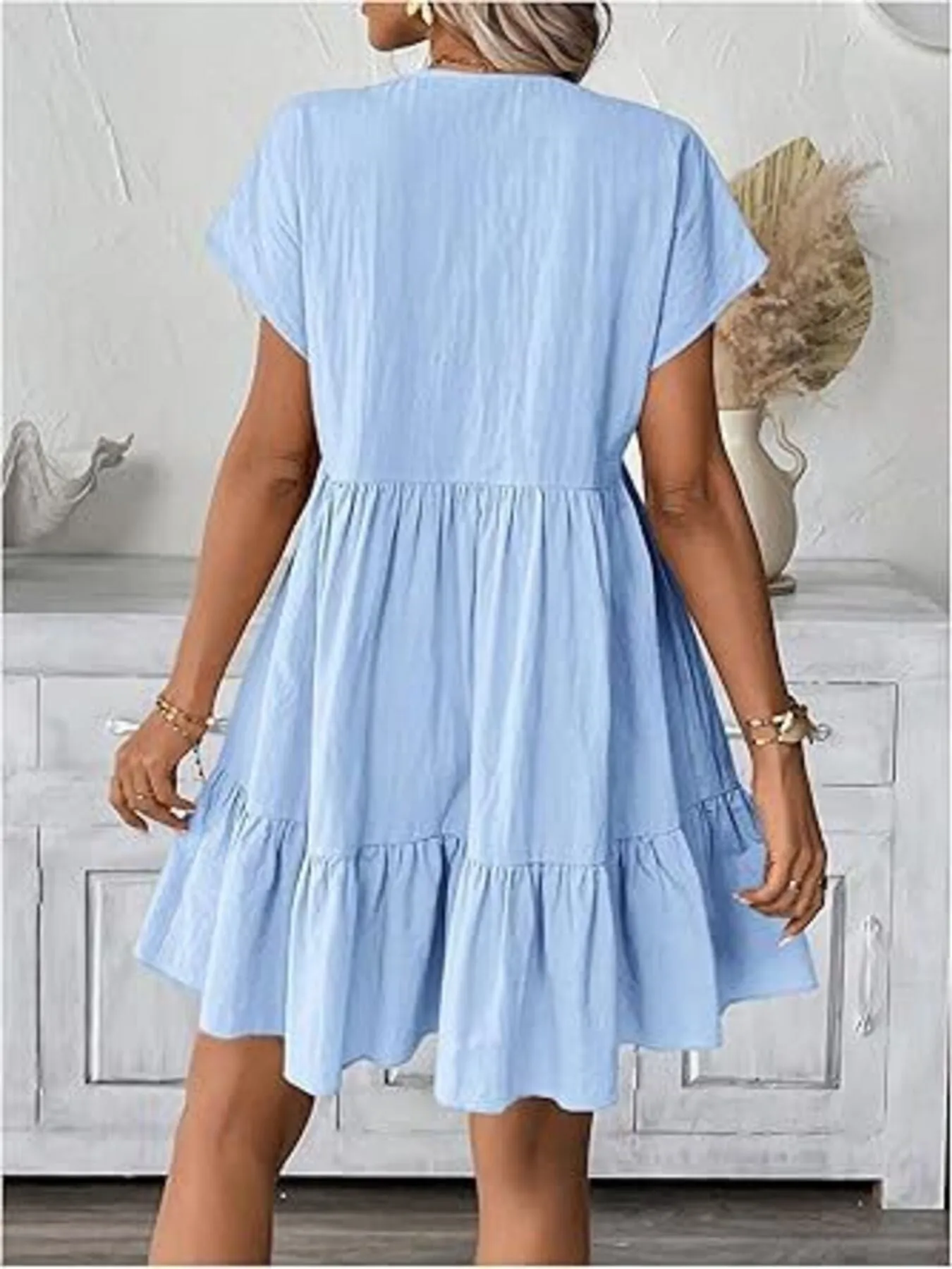 Short Sleeve Ruffle Hem Mini Dress sold by Charming Charlie product image thumbnail 4