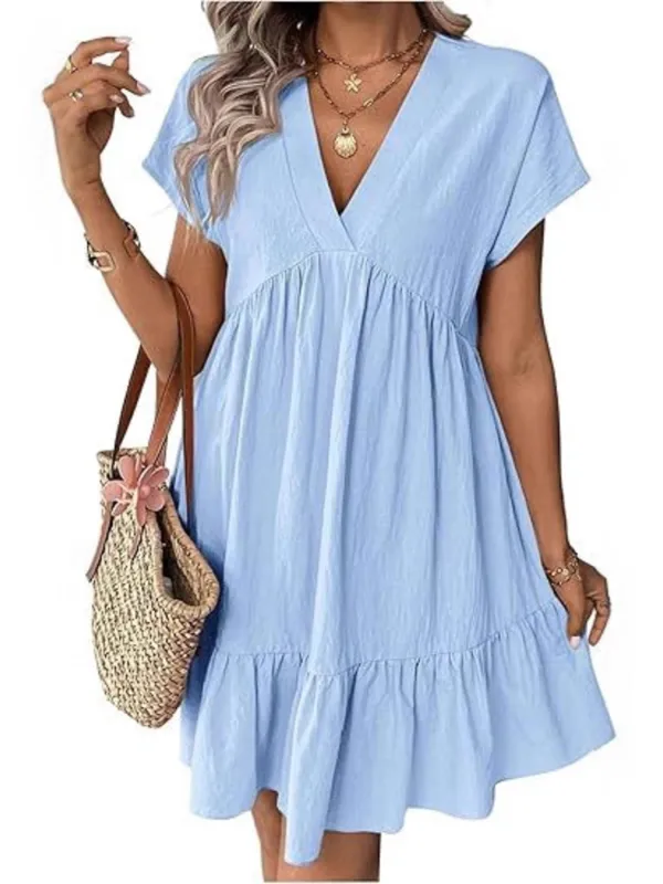 Short Sleeve Ruffle Hem Mini Dress sold by Charming Charlie