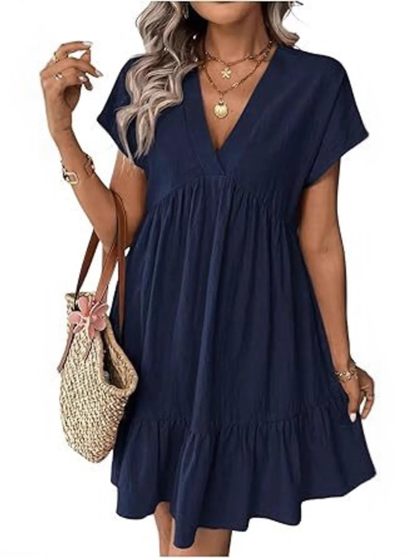 Short Sleeve Ruffle Hem Mini Dress sold by Charming Charlie product image thumbnail 5