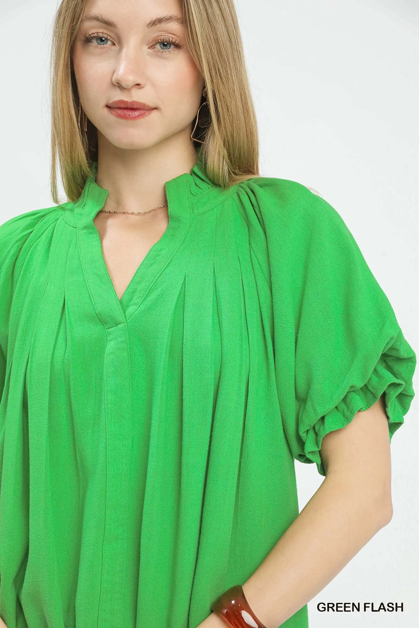 Umgee Linen V-Neck Flutter Sleeve Top sold by Charming Charlie product image thumbnail 4