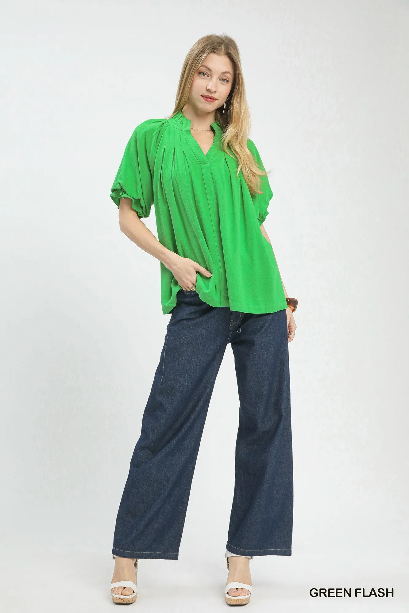 Umgee Linen V-Neck Flutter Sleeve Top sold by Charming Charlie product image thumbnail 5