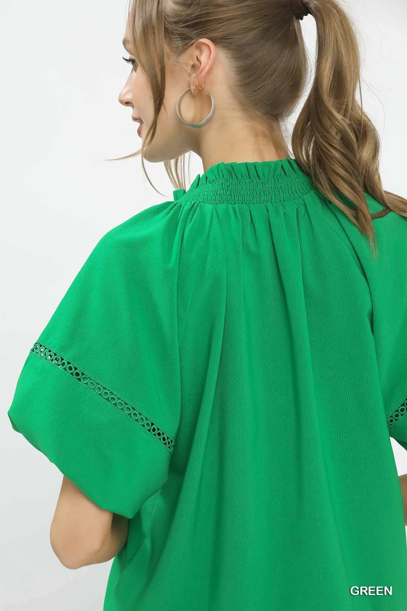 Umgee Lace Trim Peasant Top sold by Charming Charlie product image thumbnail 5