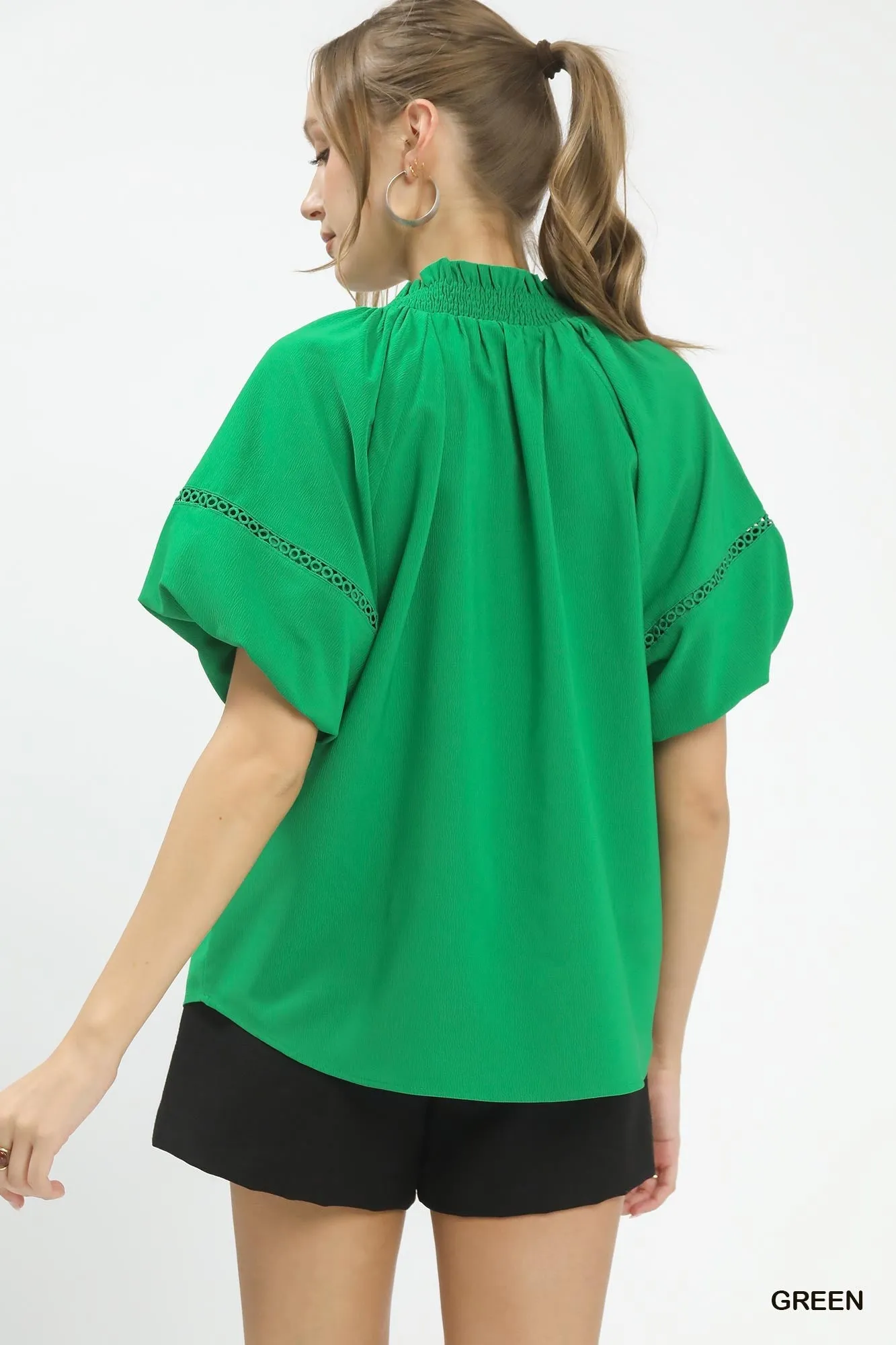 Umgee Lace Trim Peasant Top sold by Charming Charlie product image thumbnail 3