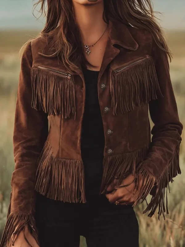 Vintage Suede Fringe Western Jacket sold by Charming Charlie