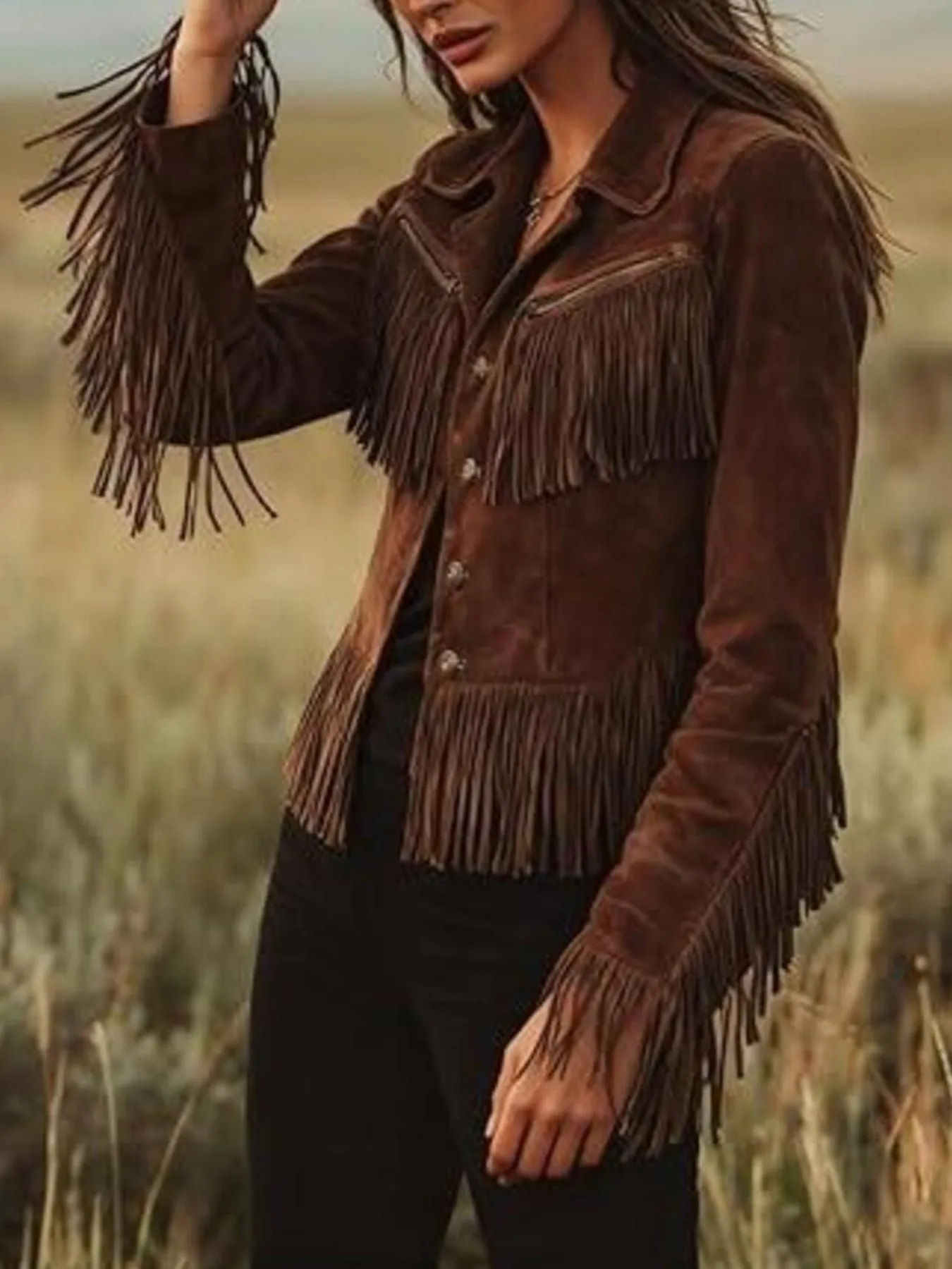 Vintage Suede Fringe Western Jacket sold by Charming Charlie product image thumbnail 2