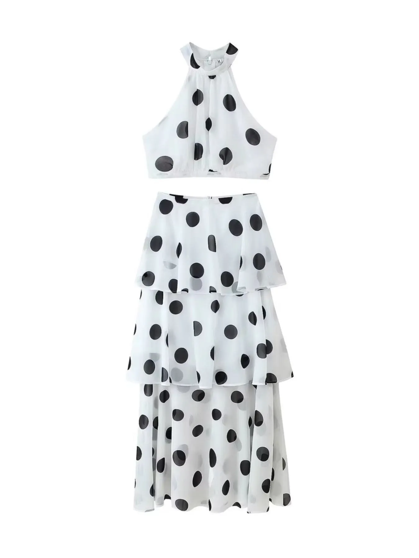 Polka Dot Sleeveless Top and Layered Skirt Set sold by Charming Charlie product image thumbnail 4