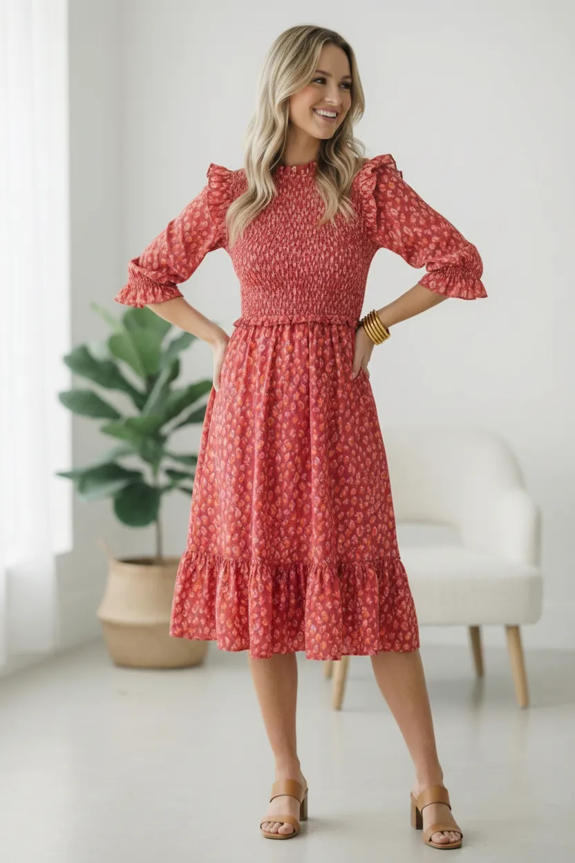 Be My Spring Sweetie Tomato Animal Smocked Dress sold by Charming Charlie product image thumbnail 4