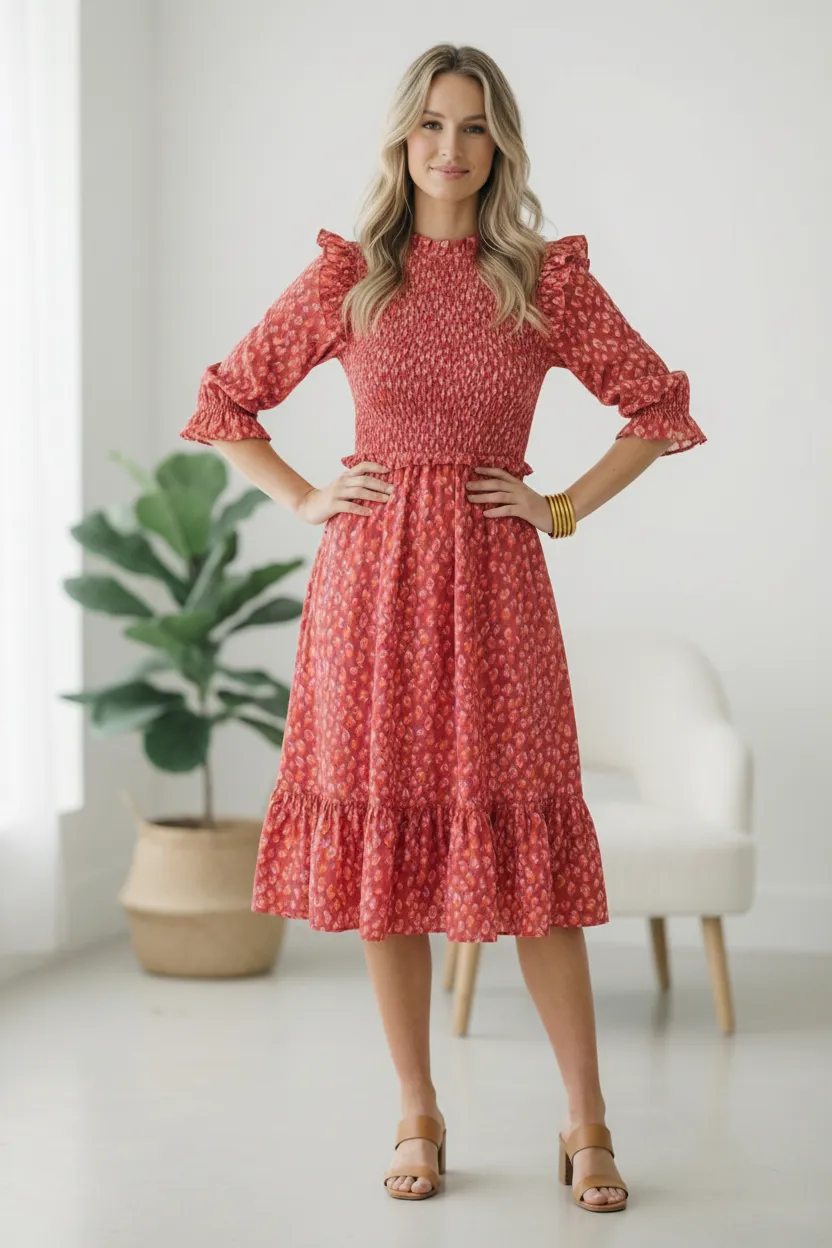 Be My Spring Sweetie Tomato Animal Smocked Dress sold by Charming Charlie product image thumbnail 3