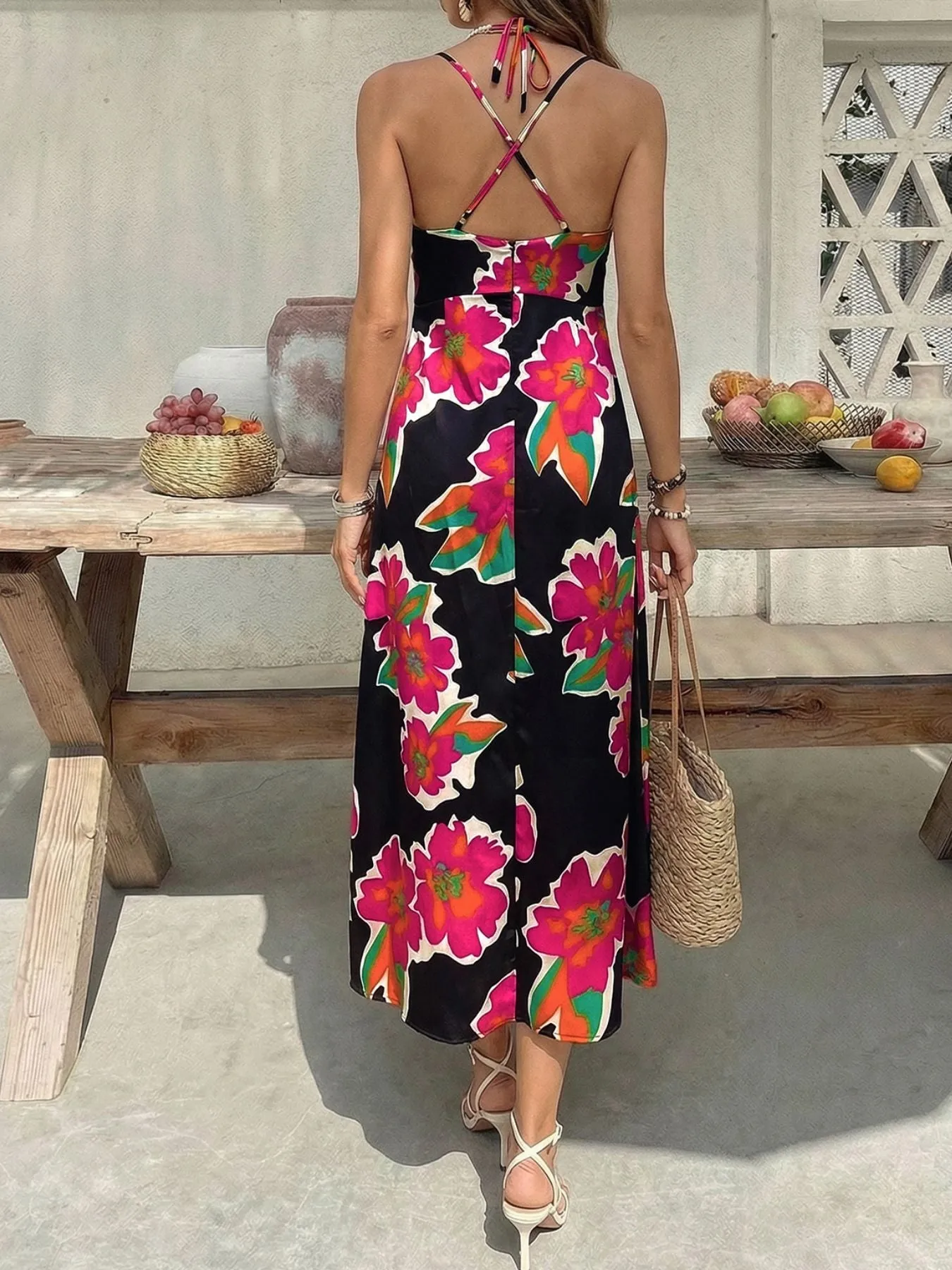 Floral Print Spaghetti Strap Midi Dress sold by Charming Charlie product image thumbnail 5